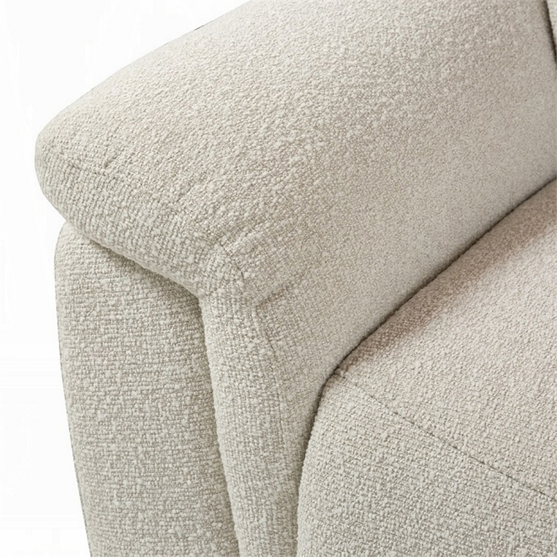 Benjara Ayna Power Motion Sectional Sofa- Beige Boucle Upholstery- Console