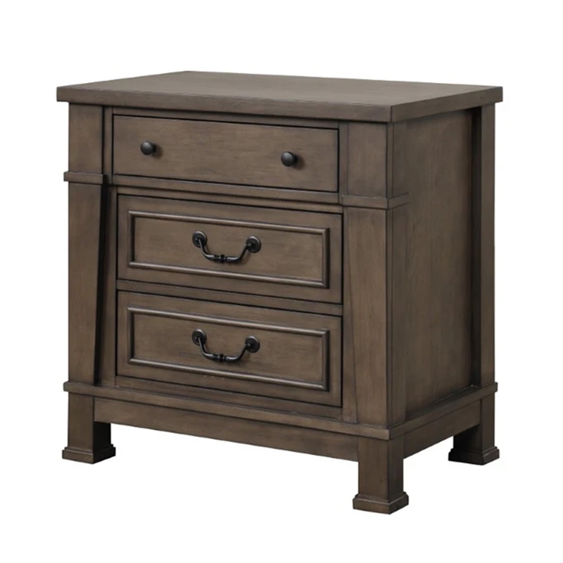 Huder 4pc Queen Bedroom Set- Sculpted Tall Headboard- Dark Walnut Brown