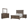 Huder 4pc Queen Bedroom Set- Sculpted Tall Headboard- Dark Walnut Brown