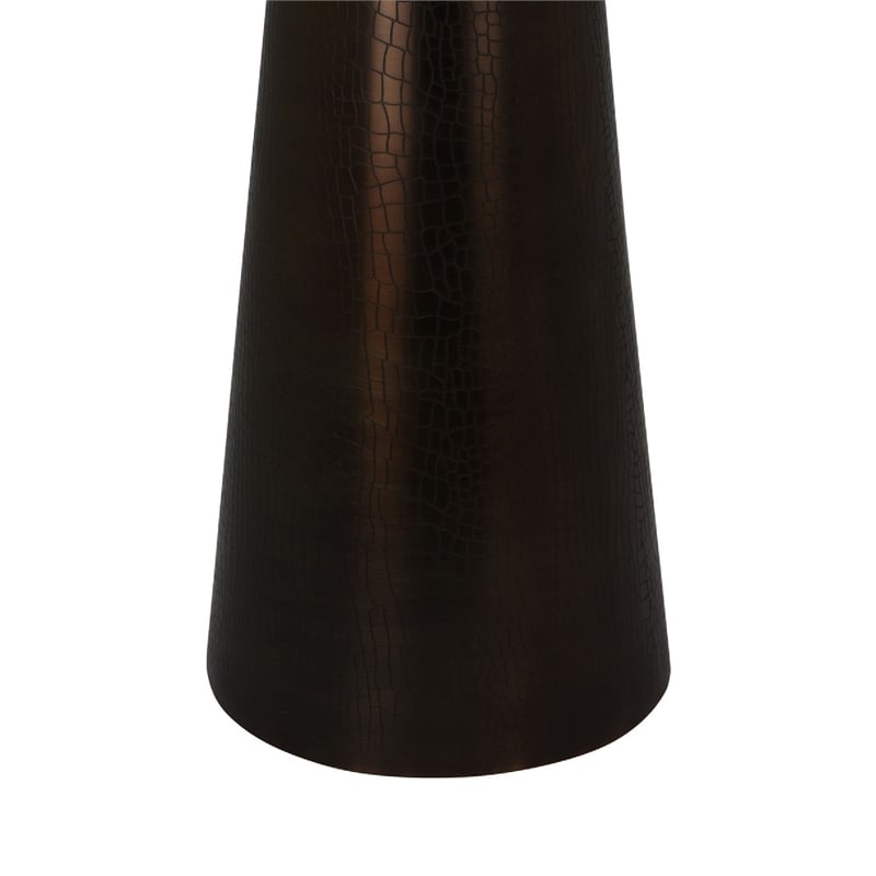 Plant Stand Accent Table- Bronze Metal- White Marble Top- 23 Inch