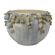 Decorative Bowl Planter- White Ceramic with Floral Garland Rim- 12 Inch