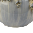Decorative Bowl Planter- White Ceramic with Floral Garland Rim- 12 Inch