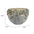 Decorative Bowl Planter- White Ceramic with Floral Garland Rim- 12 Inch