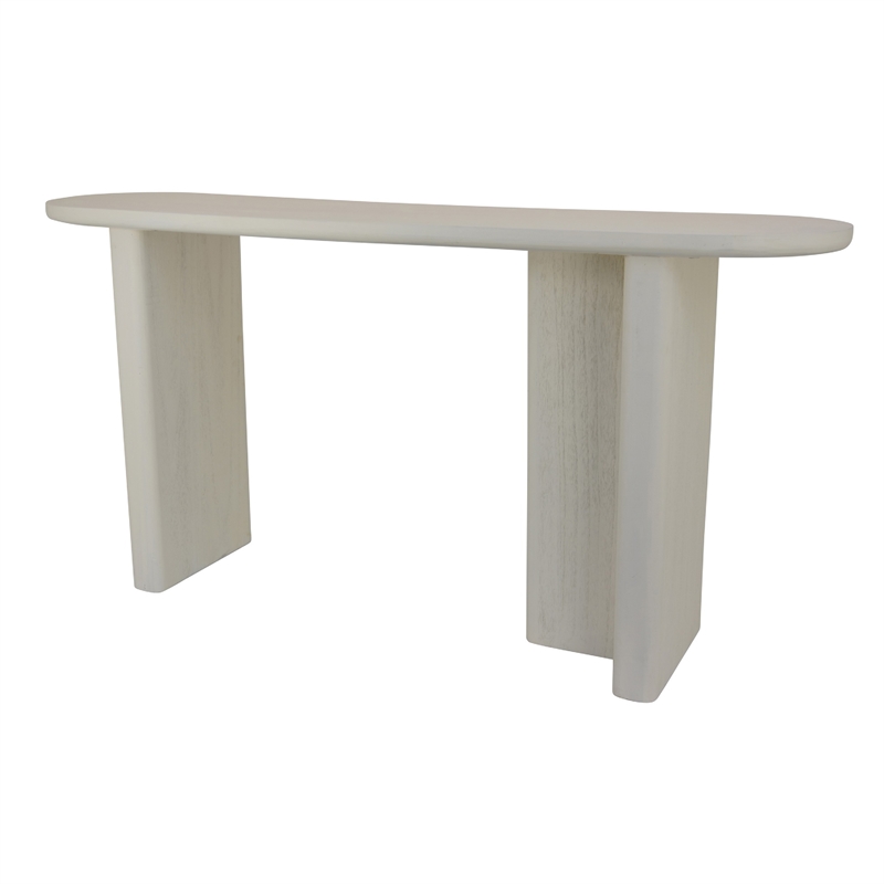 Console Table- White Wood- 63 Inch Rectangular Top with Minimalist Legs