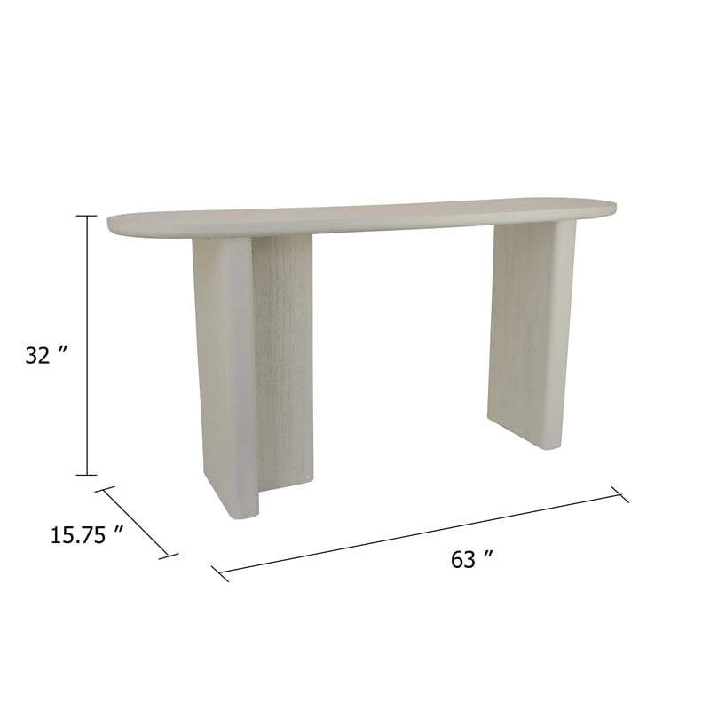 Console Table- White Wood- 63 Inch Rectangular Top with Minimalist Legs