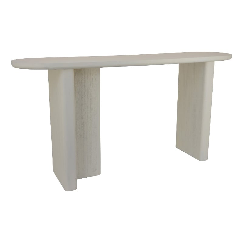 Console Table- White Wood- 63 Inch Rectangular Top with Minimalist Legs