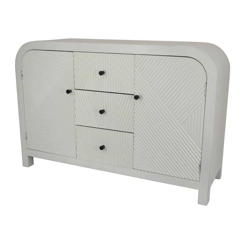 Jack Credenza Sideboard- White Wood- 2 Cabinets and 3 Drawers- 47 Inch