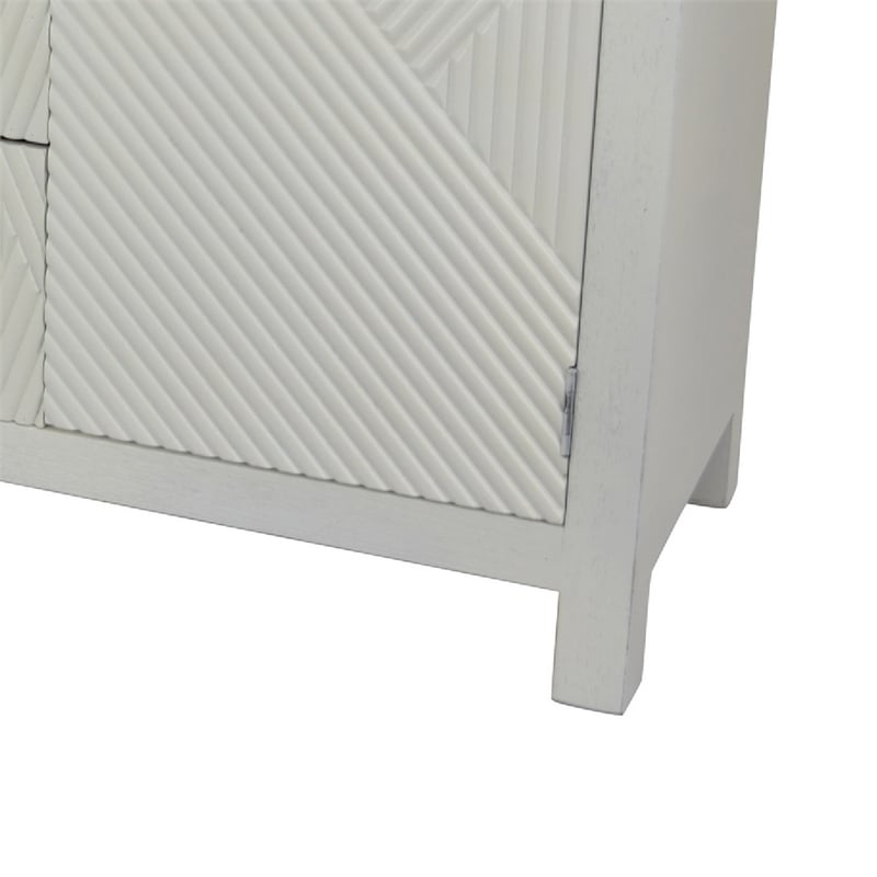 Jack Credenza Sideboard- White Wood- 2 Cabinets and 3 Drawers- 47 Inch