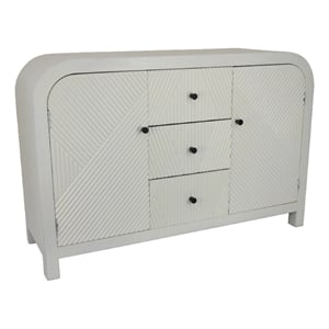 Jack Credenza Sideboard- White Wood- 2 Cabinets and 3 Drawers- 47 Inch