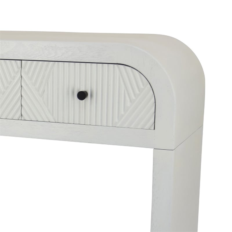 Jack Console Table- White Wood- 3 Drawers and Bottom Shelf- 47 Inch