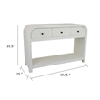 Jack Console Table- White Wood- 3 Drawers and Bottom Shelf- 47 Inch