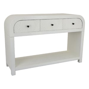 Jack Console Table- White Wood- 3 Drawers and Bottom Shelf- 47 Inch