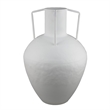 Textured Amphora Style Vase- White Metal with Dual Handles- 19 Inch
