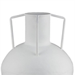 Textured Amphora Style Vase- White Metal with Dual Handles- 19 Inch