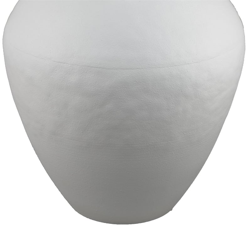 Textured Amphora Style Vase- White Metal with Dual Handles- 19 Inch