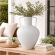 Textured Amphora Style Vase- White Metal with Dual Handles- 19 Inch