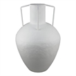 Textured Amphora Style Vase- White Metal with Dual Handles- 19 Inch