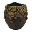 Siya Decorative Vase- Brown Ceramic- Rustic Round Floral Design- 13 Inch