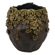 Siya Decorative Vase- Brown Ceramic- Rustic Round Floral Design- 13 Inch
