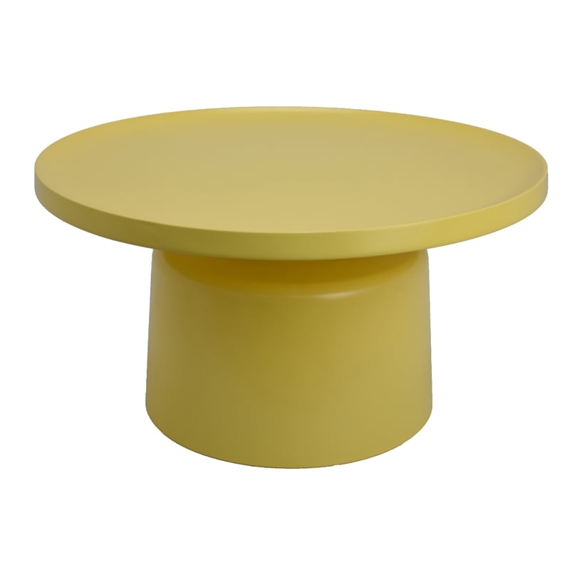 Lumia Plant Stand- Yellow Metal- Minimalist Round Top- 28 Inch