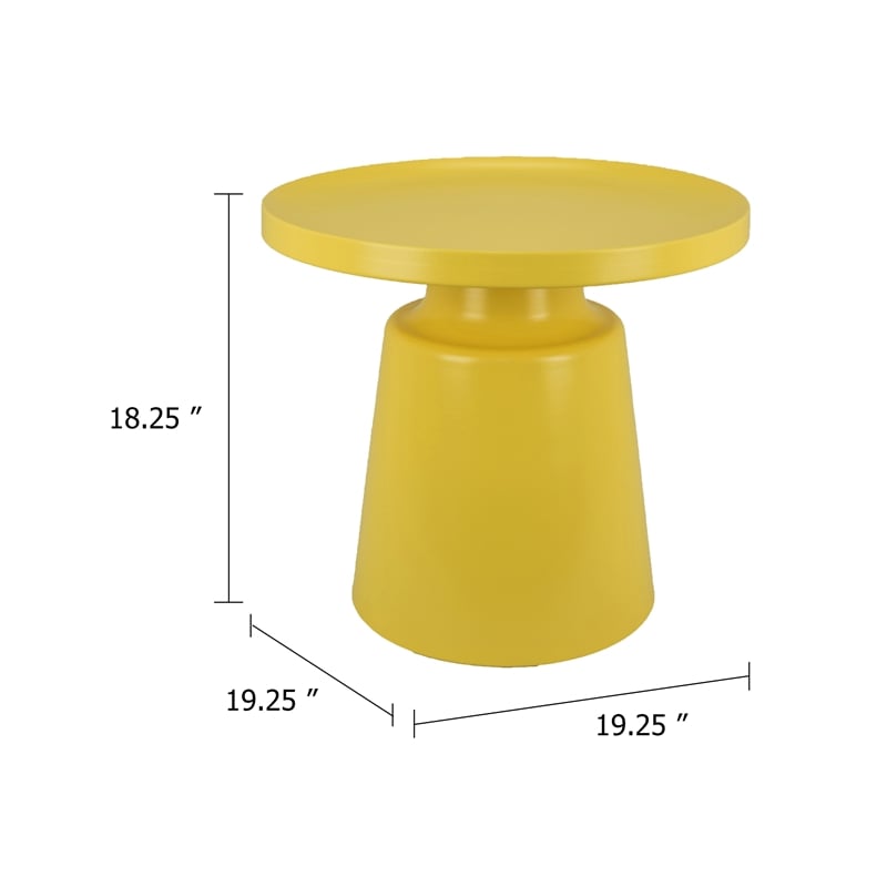 Lumia Plant Stand- Yellow Finish- Raised Rim Top Retro Accent- 19 Inch