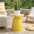 Lumia Plant Stand- Yellow Finish- Raised Rim Top Retro Accent- 19 Inch