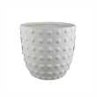 Planter Set of 3- White Resin- Smooth Round Dotted Texture- 15 12 10 Inch