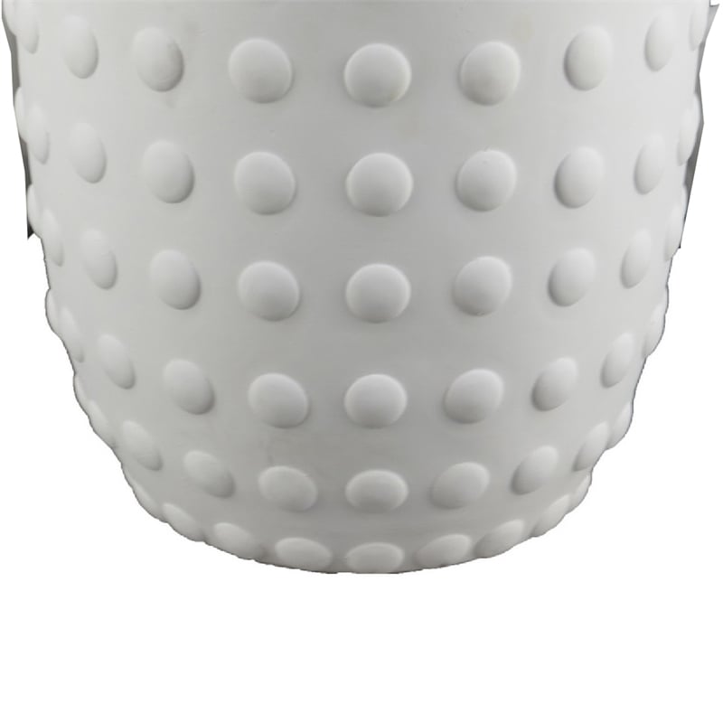 Planter Set of 3- White Resin- Smooth Round Dotted Texture- 15 12 10 Inch