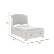 Lynda Queen Bed- Gray Button Tufted Design- 2 Drawers- Vintage White