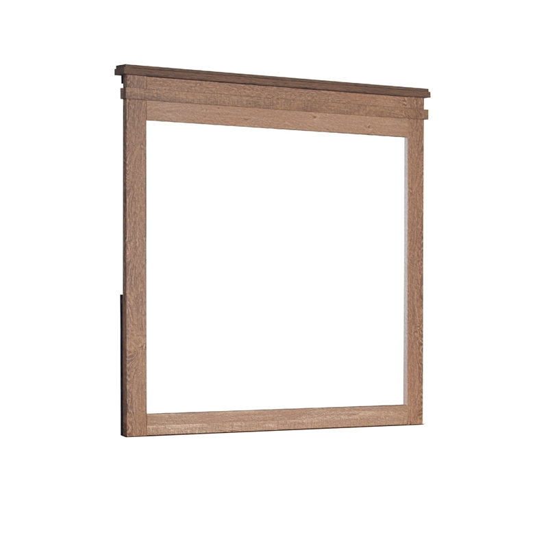 Covy Dresser Mirror- 40 Inch Square Frame- Low Distortion- Natural Brown