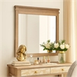 Covy Dresser Mirror- 40 Inch Square Frame- Low Distortion- Natural Brown
