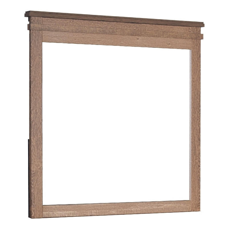 Covy Dresser Mirror- 40 Inch Square Frame- Low Distortion- Natural Brown