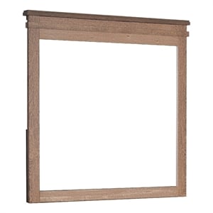 Covy Dresser Mirror- 40 Inch Square Frame- Low Distortion- Natural Brown