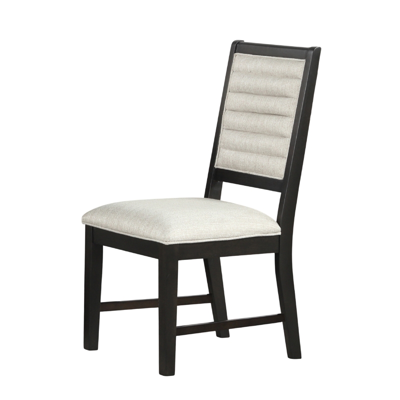 Pex Dining Side Chair Set of 2- Channel Tufted Back- Espresso Brown