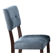 Tery Dining Side Chair Set of 2- Tufted Blue Backrest- Cherry Brown