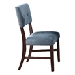 Tery Dining Side Chair Set of 2- Tufted Blue Backrest- Cherry Brown