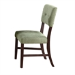 Tery Dining Side Chair Set of 2- Tufted Green Backrest- Cherry Brown