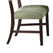 Tery Dining Side Chair Set of 2- Tufted Green Backrest- Cherry Brown