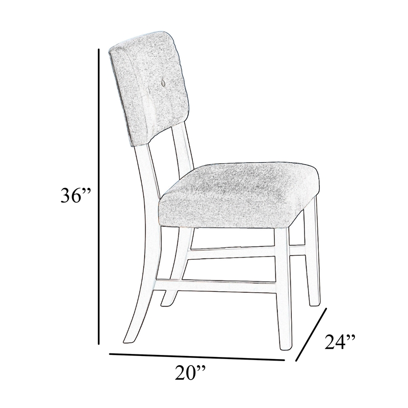 Tery Dining Side Chair Set of 2- Tufted Green Backrest- Cherry Brown