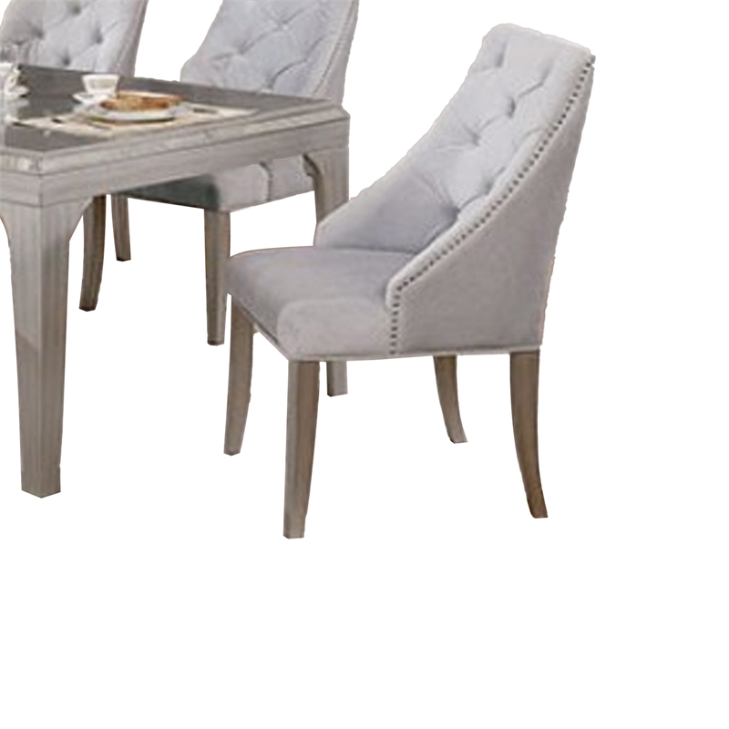 Jamie 6pc Dining Table Set with 4 Chairs and Bench- Silver-Light Gray