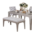 Jamie 6pc Dining Table Set with 4 Chairs and Bench- Silver-Light Gray