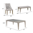 Jamie 6pc Dining Table Set with 4 Chairs and Bench- Silver-Light Gray