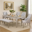 Jamie 6pc Dining Table Set with 4 Chairs and Bench- Silver-Light Gray