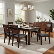 Dicky Extendable 6 Seater Dining Table Set- Dark Cherry Wood- Faux-Leather