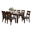Dicky Extendable 6 Seater Dining Table Set- Dark Cherry Wood- Faux-Leather