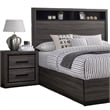 Kalie 4pc Queen Bedroom Set with Bookcase Headboard- Storage- Gray Wood