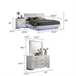 Pero 4pc Queen Bedroom Set with LED- Chrome and White- Dresser Mirror