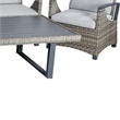 Lona 4pc Outdoor Sofa and Table Set w Gray Cushions- 2 Chairs- Black