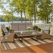 Lona 4pc Outdoor Sofa and Table Set w Gray Cushions- 2 Chairs- Black