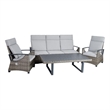 Lona 4pc Outdoor Sofa and Table Set w Gray Cushions- 2 Chairs- Black